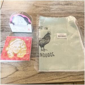 Dolly Parton Coasters , Napkins , Dish Towels Rooster Logo Bundle New